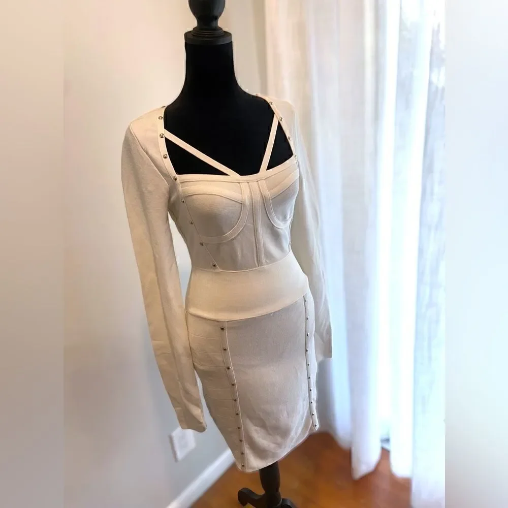 Guess by Marciano Sudded Long Sleeve Bandage Dress size M